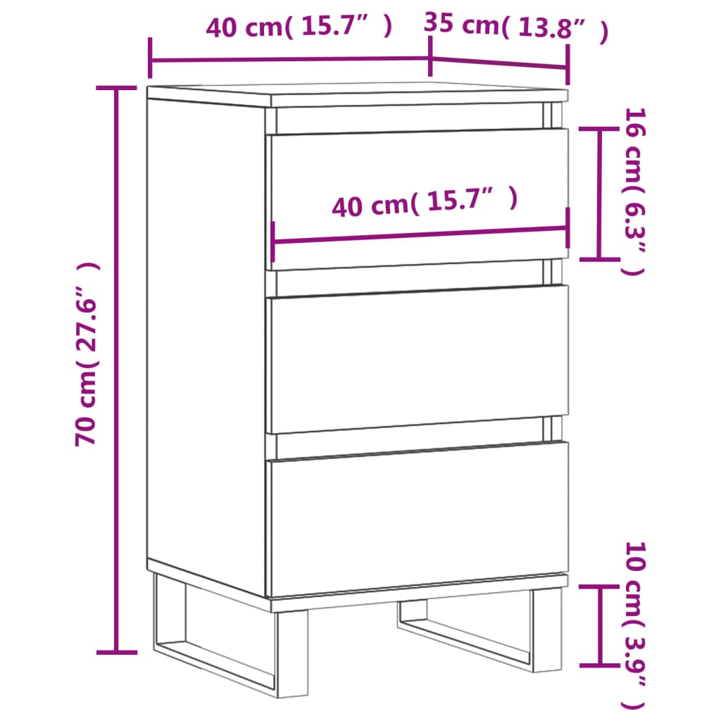 Komoda boja hrasta sonome 40 x 35 x 70 cm od konstruiranog drva