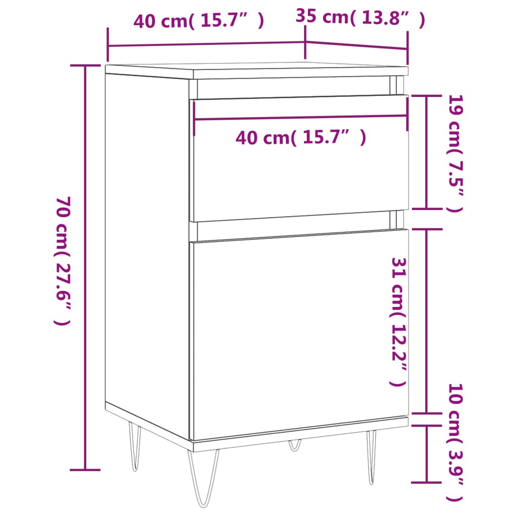 Komoda siva boja betona 40 x 35 x 70 cm od konstruiranog drva