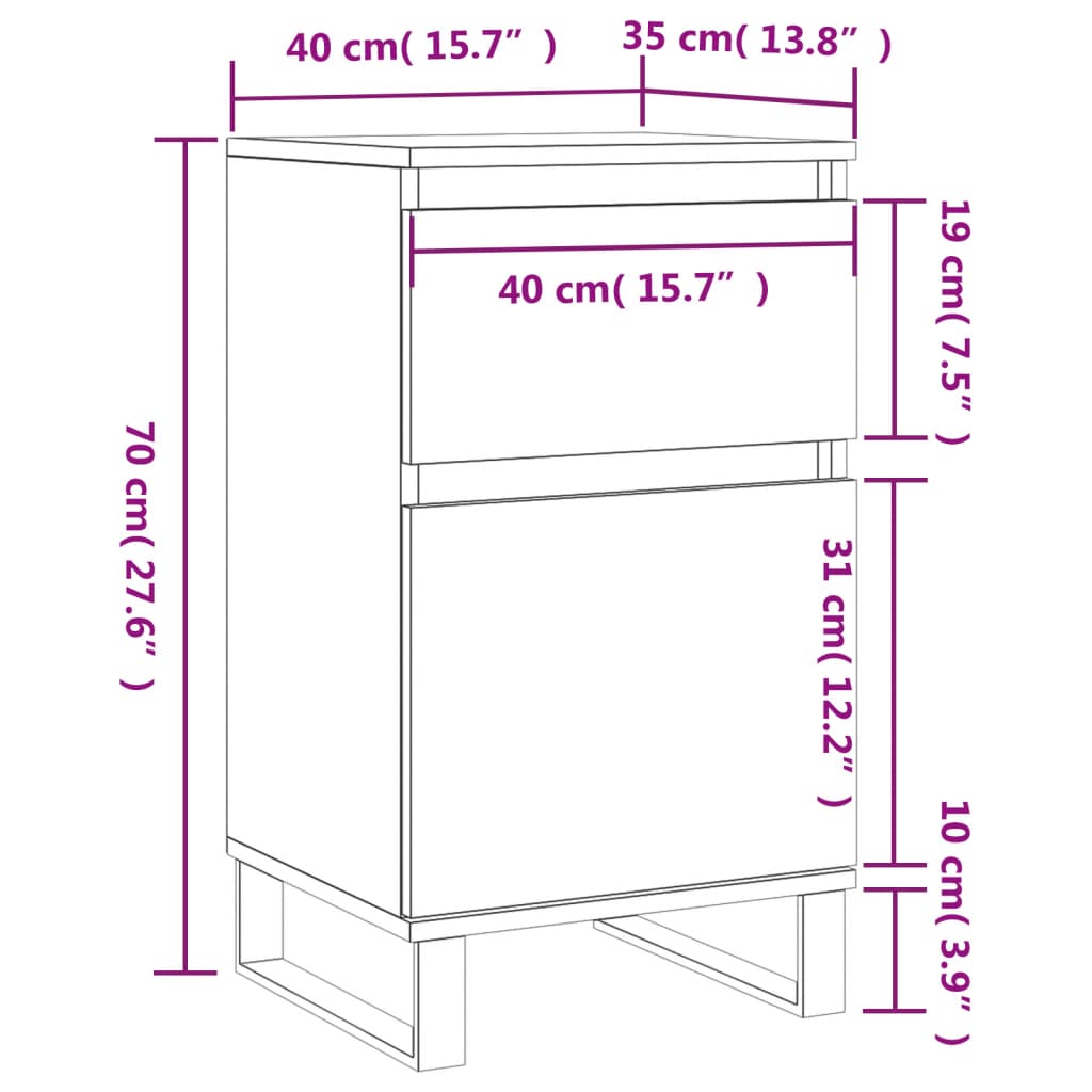 Komoda boja dimljenog hrasta 40 x 35 x 70 cm konstruirano drvo