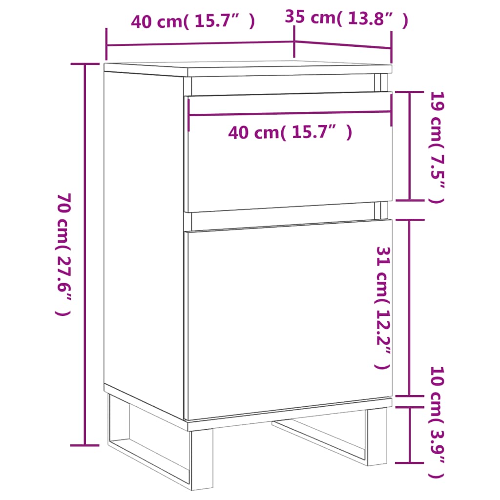Komode 2 kom boja hrasta sonome 40x35x70 cm konstruirano drvo