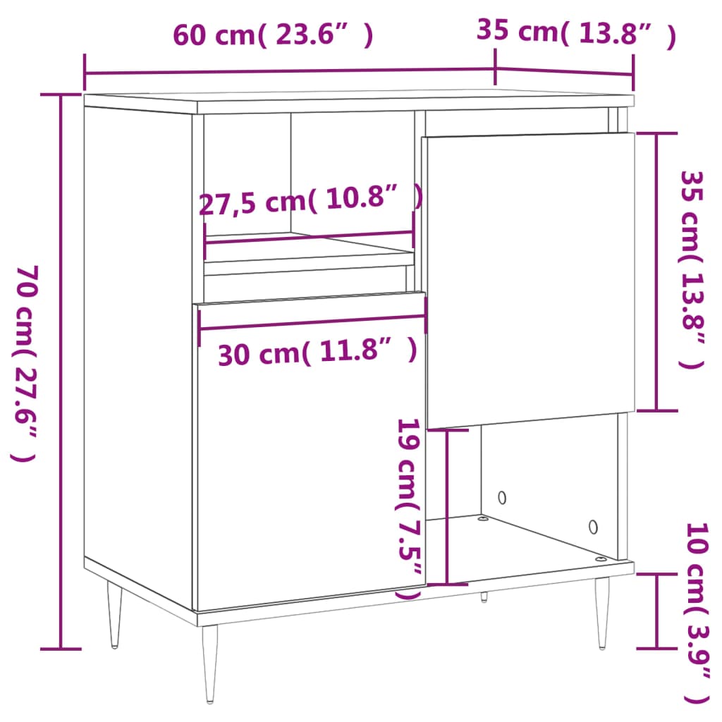 Komoda siva boja betona 60x35x70 cm od konstruiranog drva