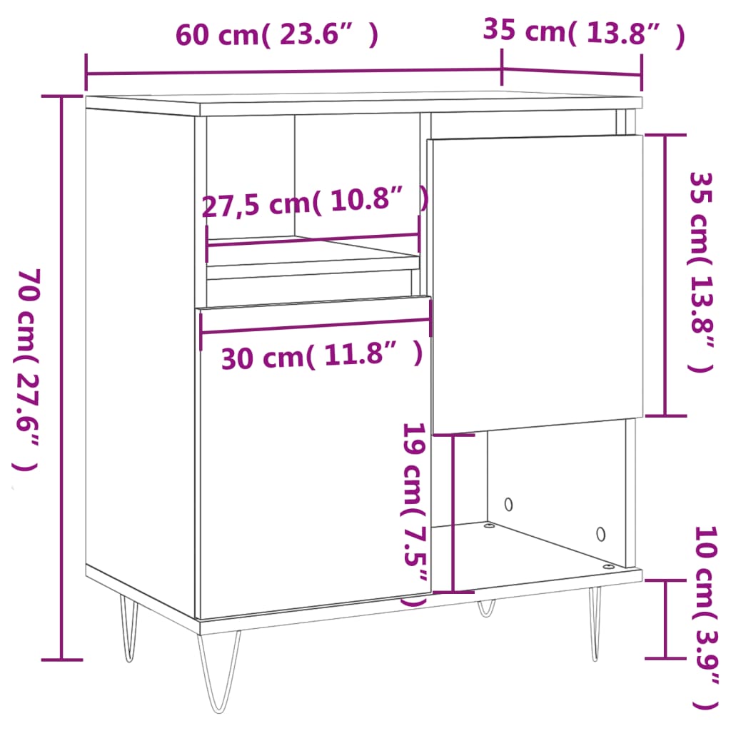 Komoda siva boja betona 60x35x70 cm od konstruiranog drva