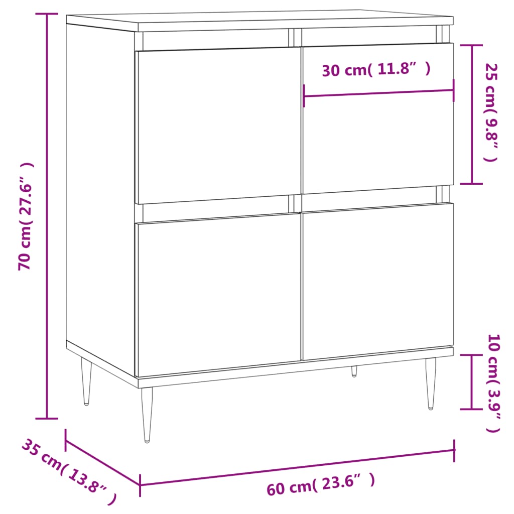 Komoda boja dimljenog hrasta 60 x 35 x 70 cm konstruirano drvo