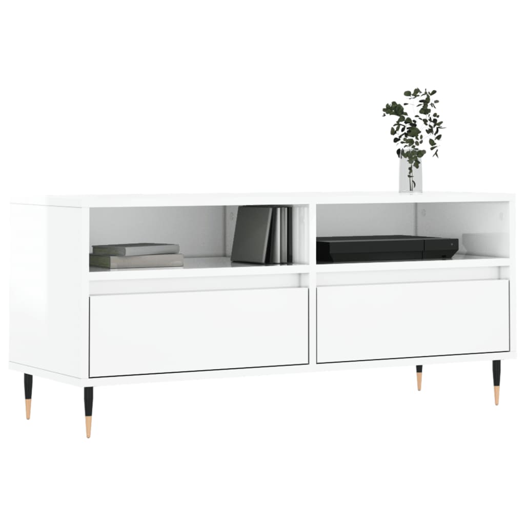 TV ormarić sjajni bijeli 100x34,5x44,5 cm od konstruiranog drva