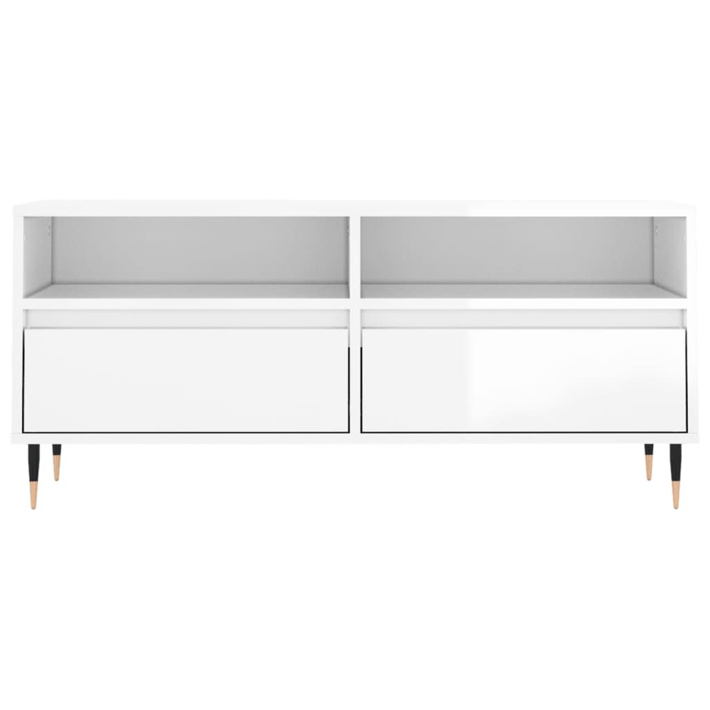 TV ormarić sjajni bijeli 100x34,5x44,5 cm od konstruiranog drva