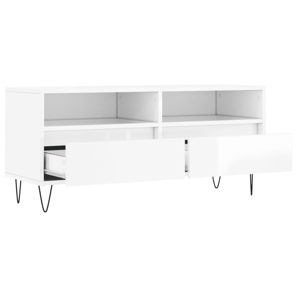 TV ormarić sjajni bijeli 100x34,5x44,5 cm od konstruiranog drva