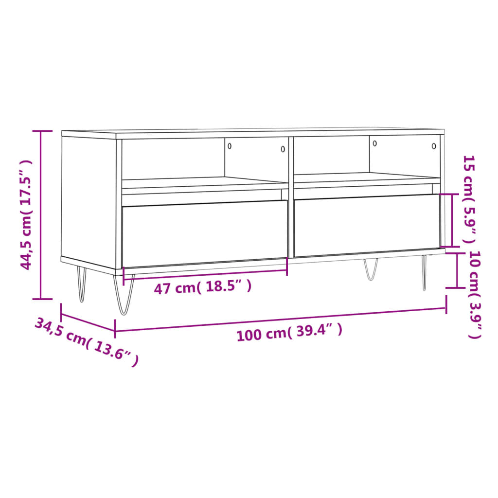 TV ormarić sjajni bijeli 100x34,5x44,5 cm od konstruiranog drva