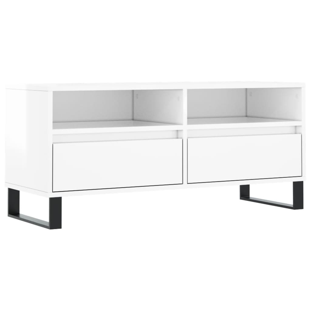 TV ormarić sjajni bijeli 100x34,5x44,5 cm od konstruiranog drva