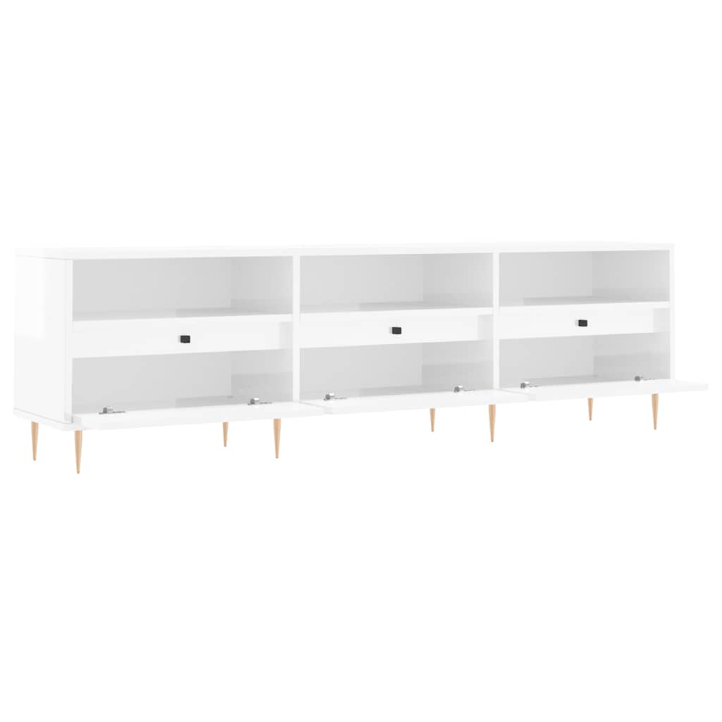TV ormarić sjajni bijeli 150x30x44,5 cm od konstruiranog drva
