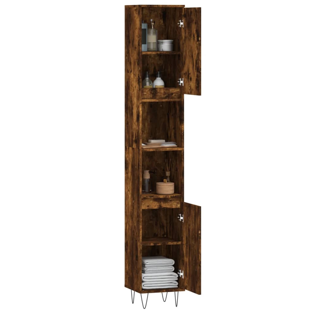 Kupaonski ormarić dimljeni hrast 30x30x190 cm konstruirano drvo