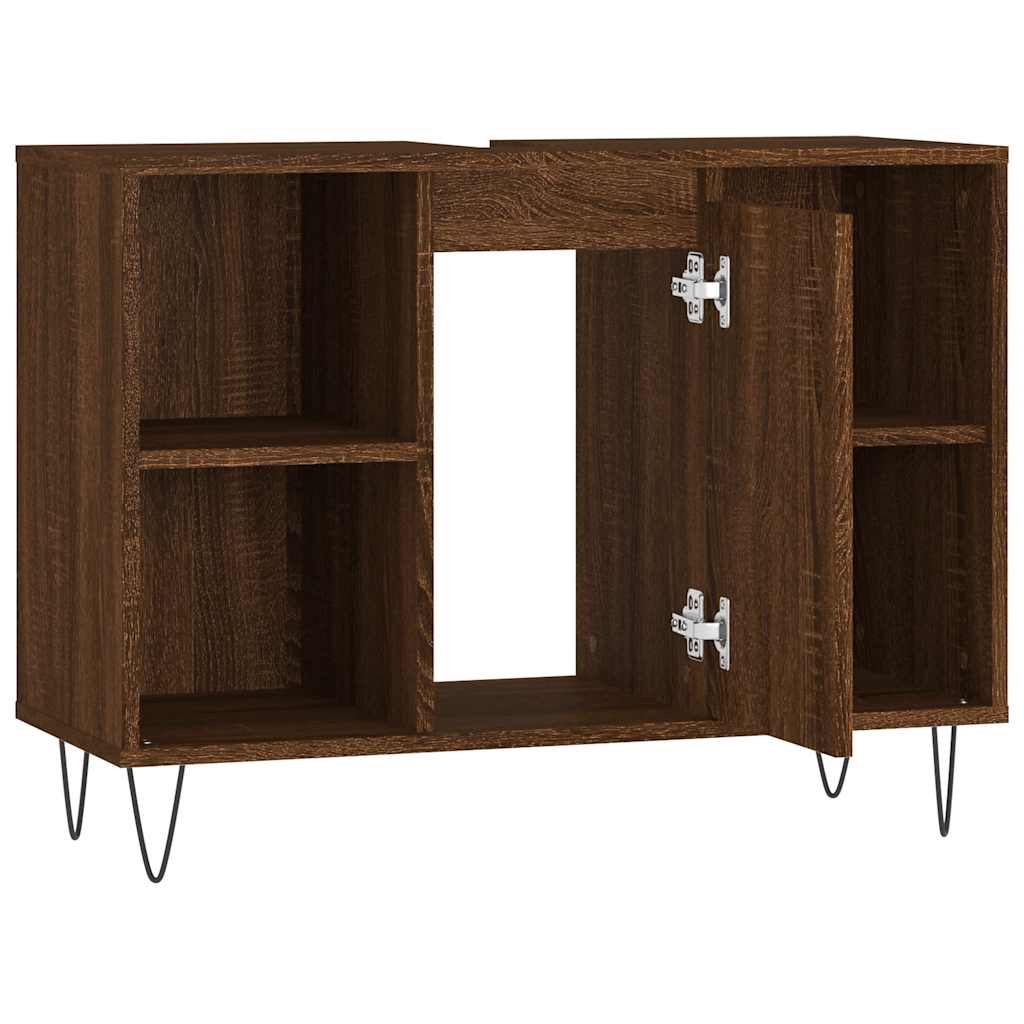 Ormarić za umivaonik smeđa boja hrasta 80x33x60 cm drveni