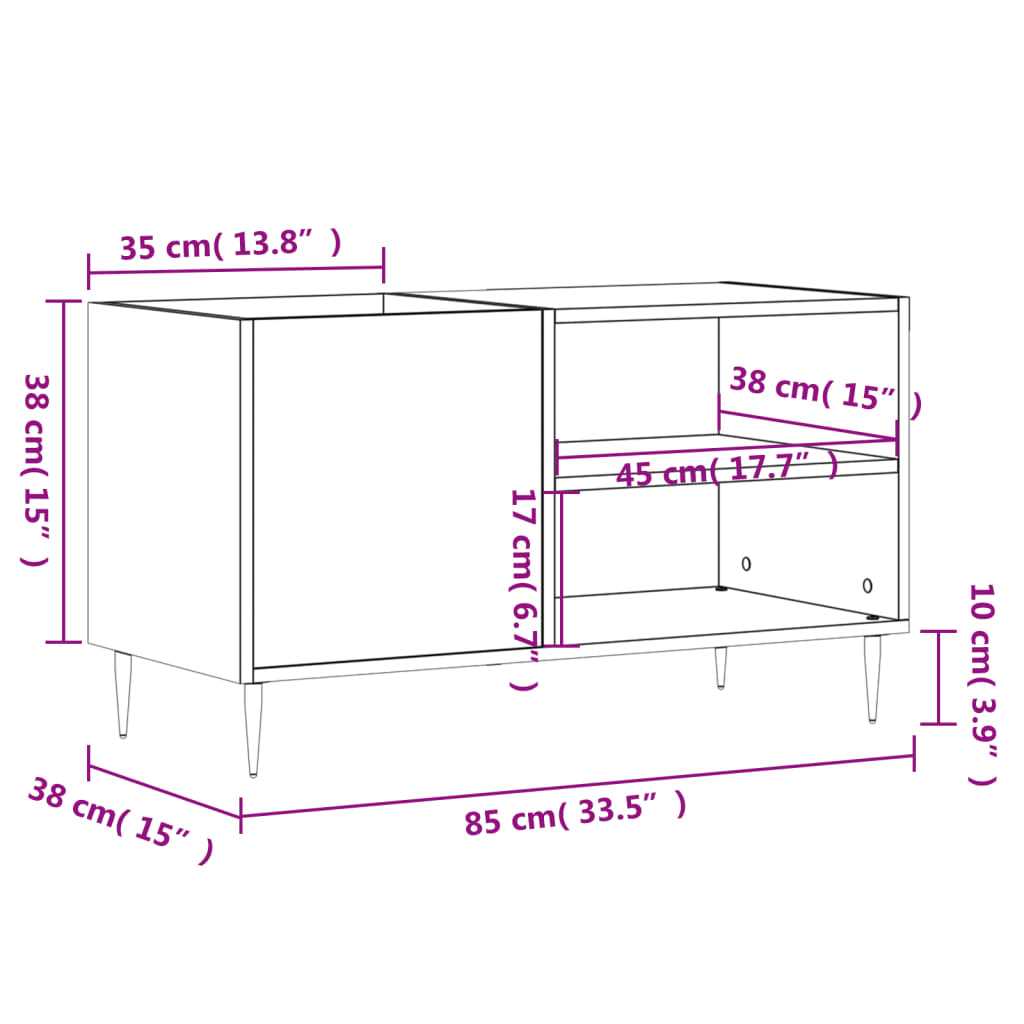 Ormarić za ploče siva boja hrasta 85x38x48 cm konstruirano drvo