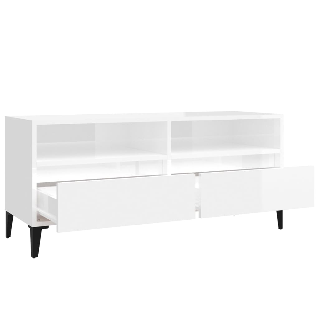 TV ormarić sjajni bijeli 100x34,5x44,5 cm od konstruiranog drva