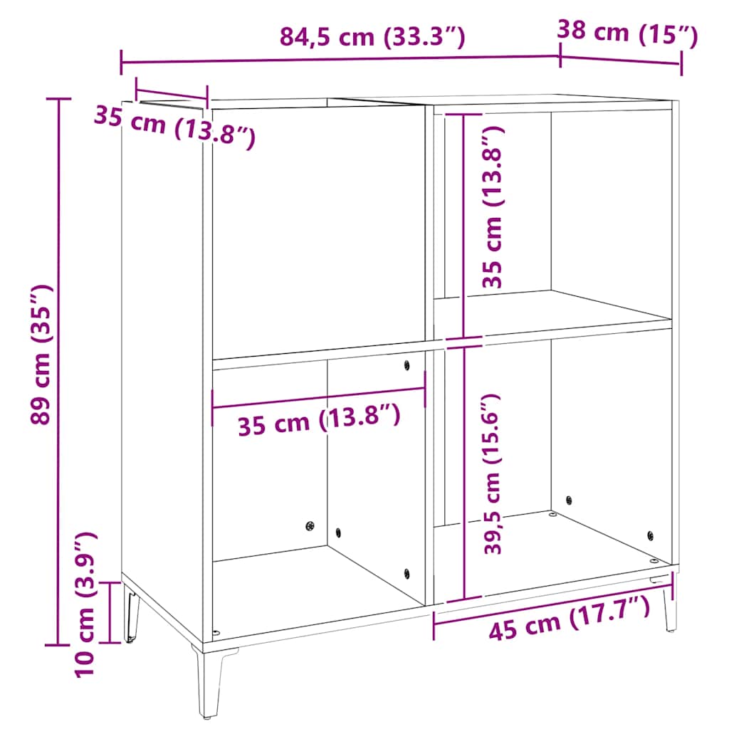 Ormarić za ploče boja hrasta 84,5x38x89 cm konstruirano drvo