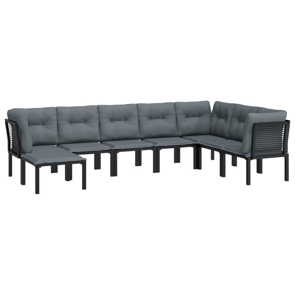 8-dijelna vrtna garnitura crno-siva od poliratana