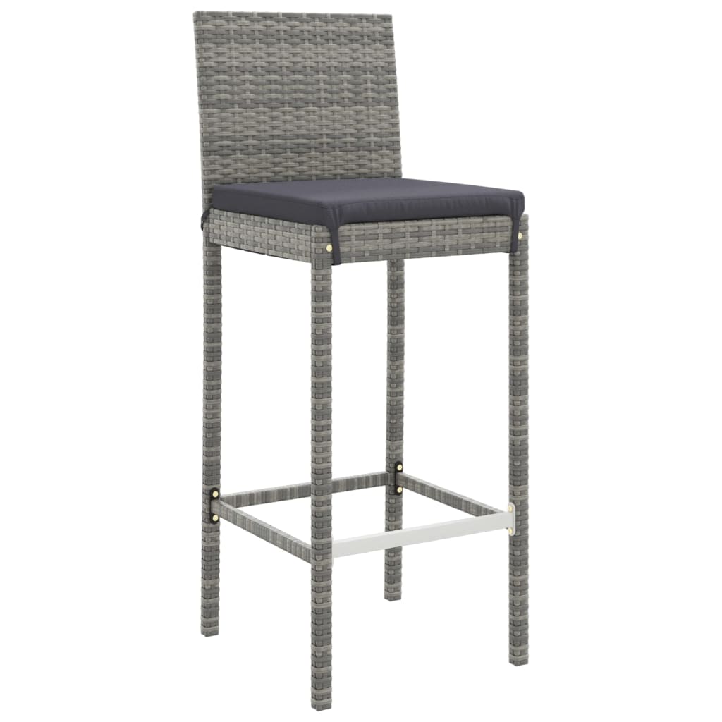 5-dijelni vrtni barski set od poliratana s jastucima sivi