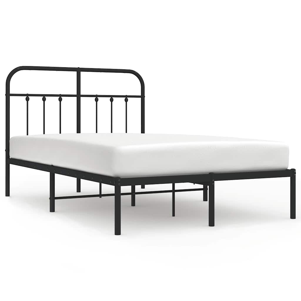 Metalni okvir za krevet s uzglavljem crni 120x200 cm