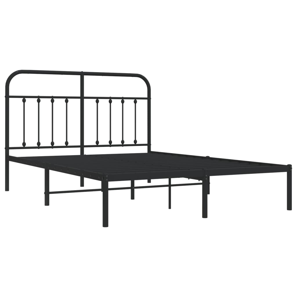 Metalni okvir za krevet s uzglavljem crni 140x200 cm