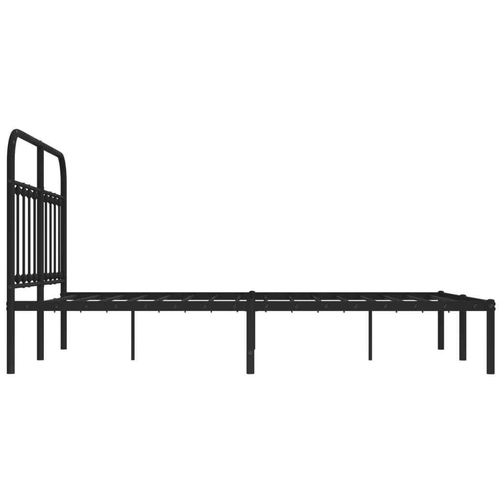 Metalni okvir za krevet s uzglavljem crni 140x200 cm