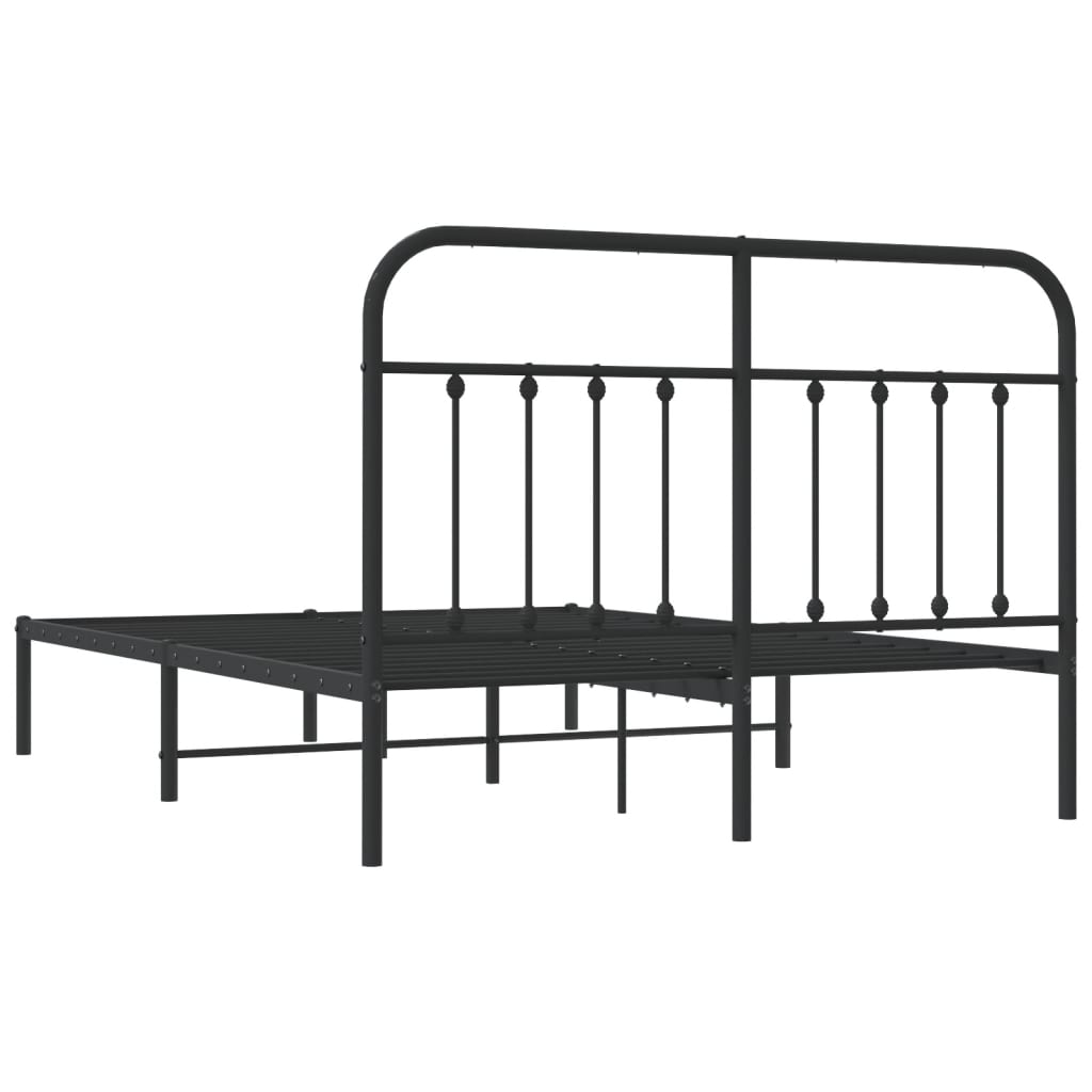 Metalni okvir za krevet s uzglavljem crni 140x200 cm
