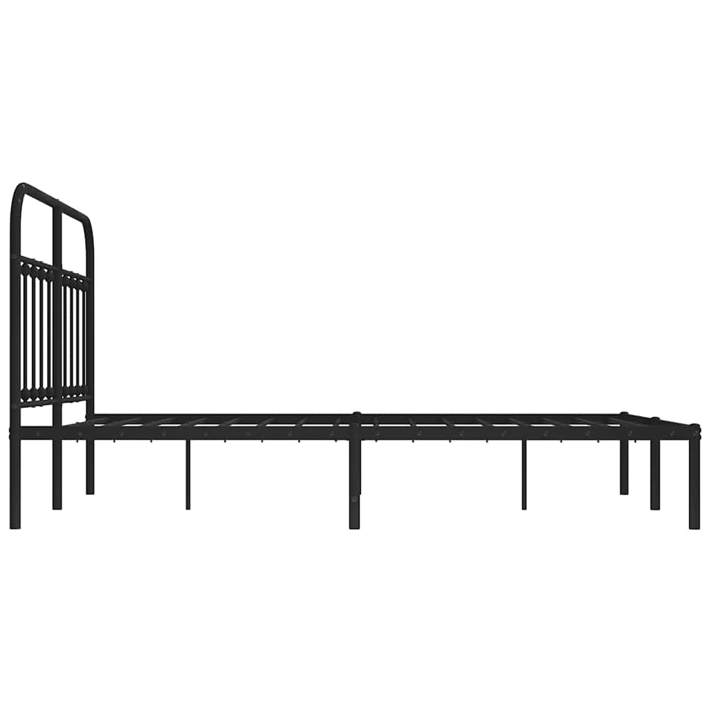 Metalni okvir za krevet s uzglavljem crni 150x200 cm