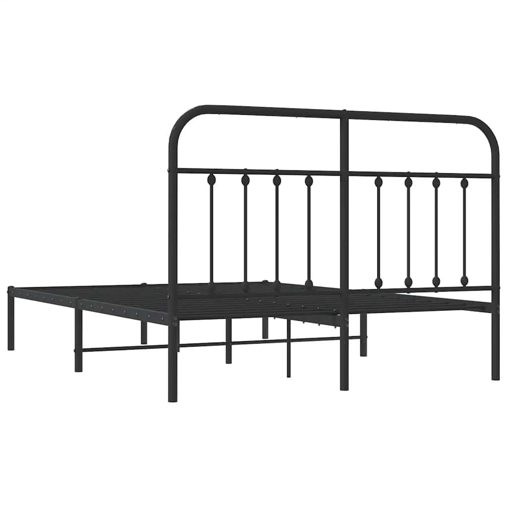 Metalni okvir za krevet s uzglavljem crni 150x200 cm