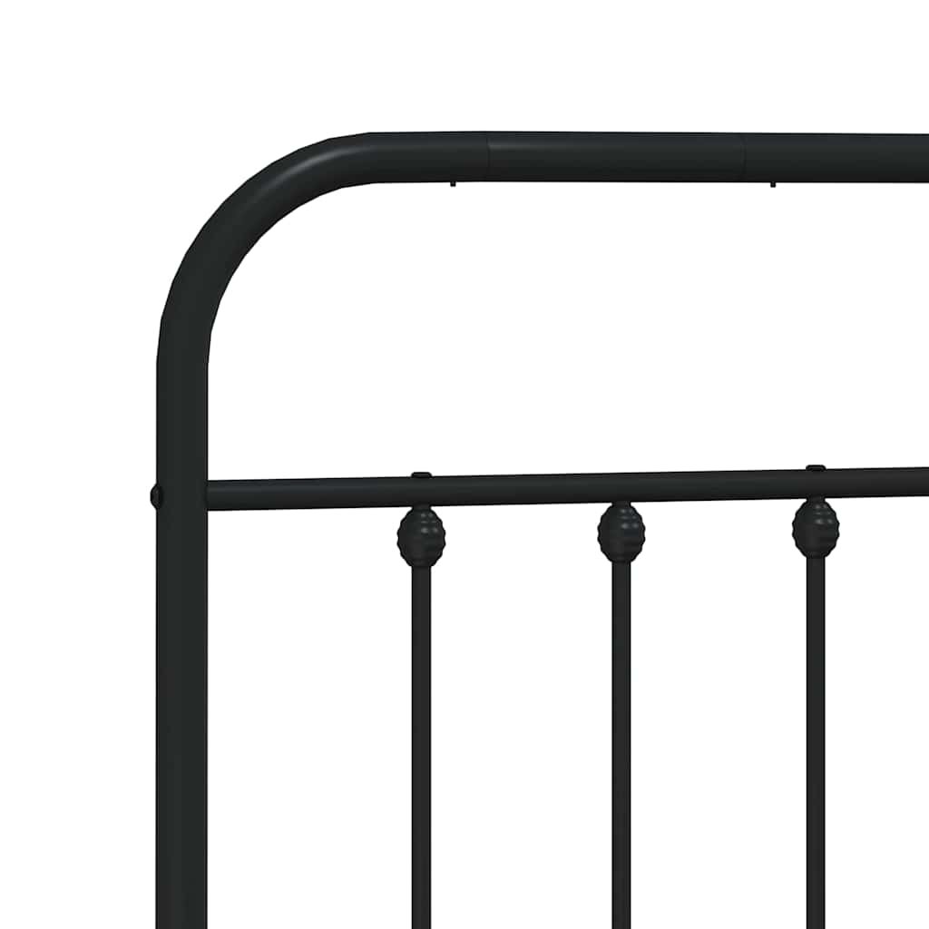 Metalni okvir za krevet s uzglavljem crni 150x200 cm