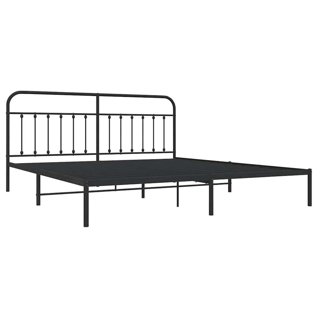 Metalni okvir za krevet s uzglavljem crni 193x203 cm