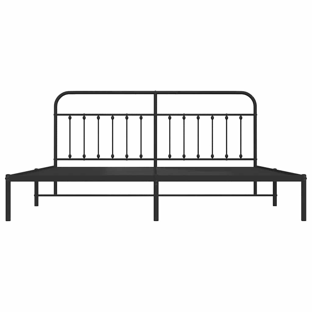 Metalni okvir za krevet s uzglavljem crni 200x200 cm
