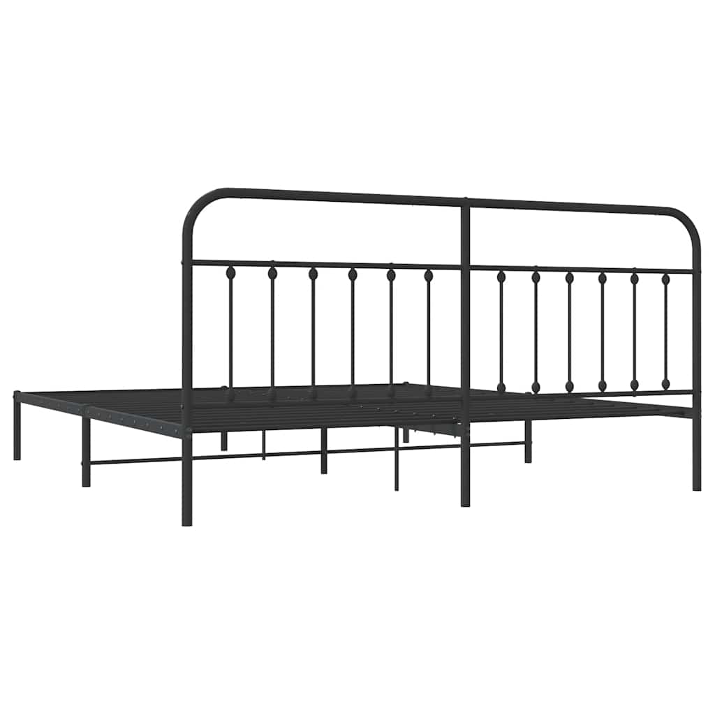 Metalni okvir za krevet s uzglavljem crni 200x200 cm
