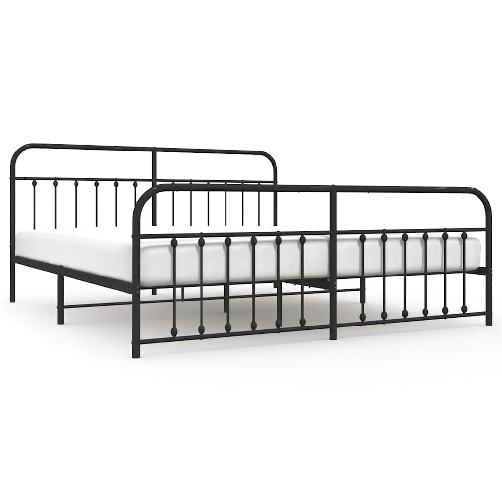 Metalni okvir kreveta uzglavlje i podnožje crni 193x203 cm