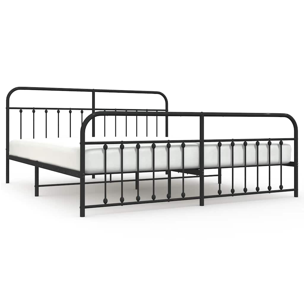 Metalni okvir kreveta uzglavlje i podnožje crni 193x203 cm