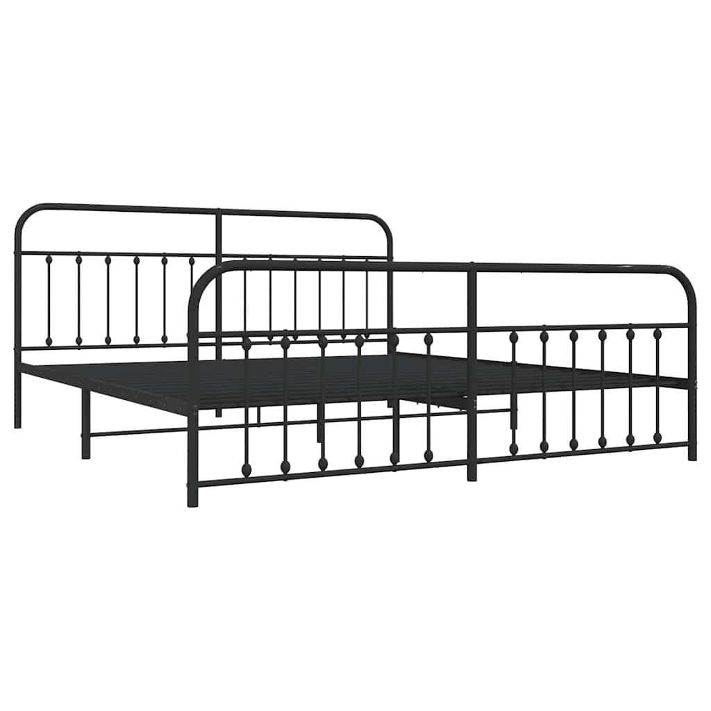 Metalni okvir kreveta uzglavlje i podnožje crni 193x203 cm