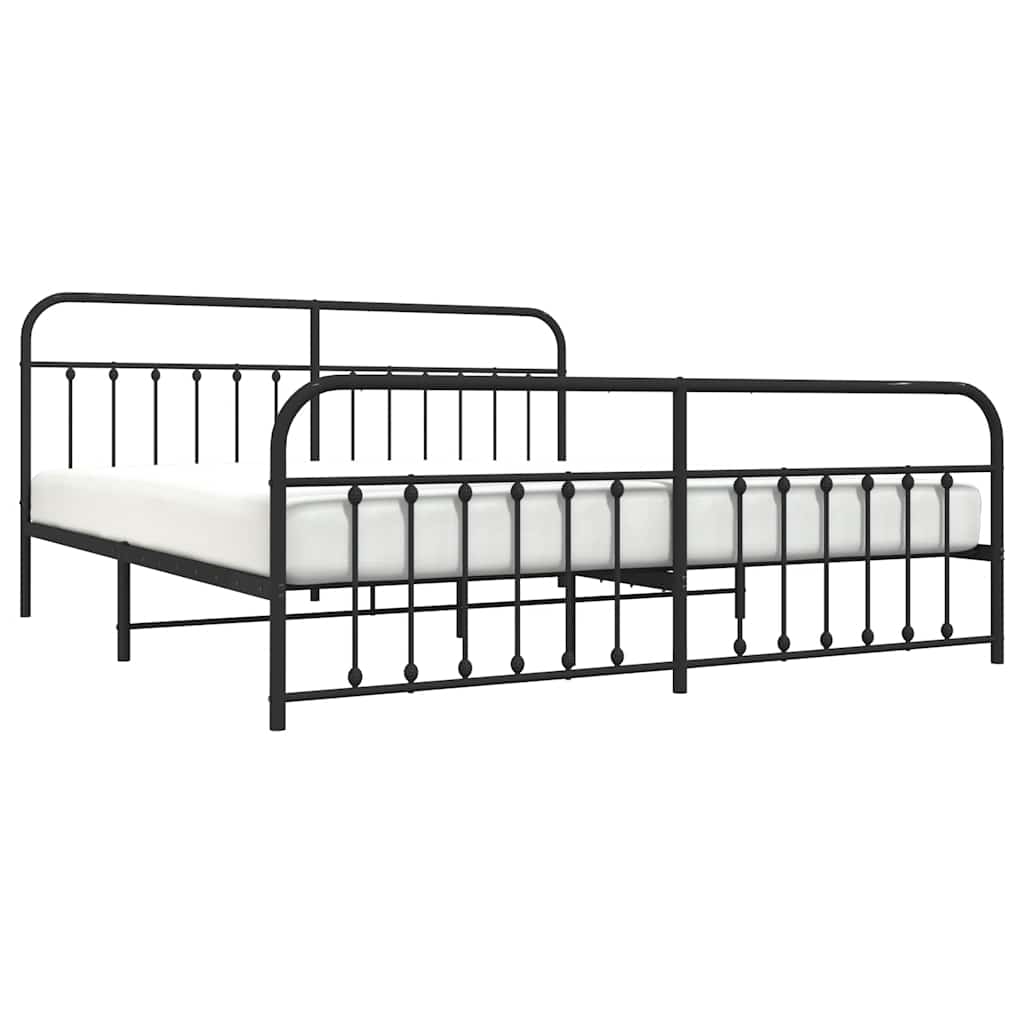 Metalni okvir kreveta uzglavlje i podnožje crni 193x203 cm