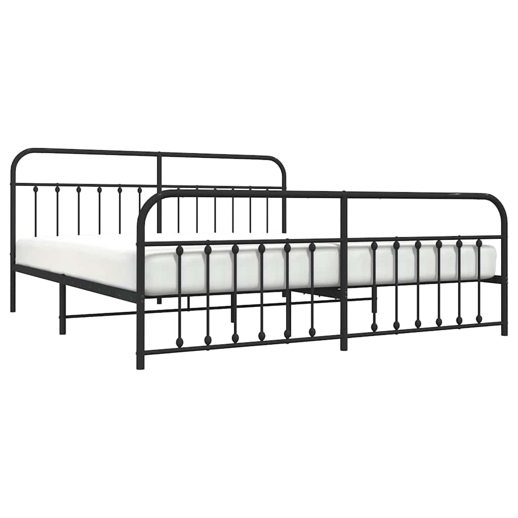 Metalni okvir kreveta uzglavlje i podnožje crni 200x200 cm