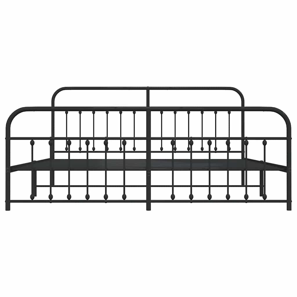 Metalni okvir kreveta uzglavlje i podnožje crni 200x200 cm