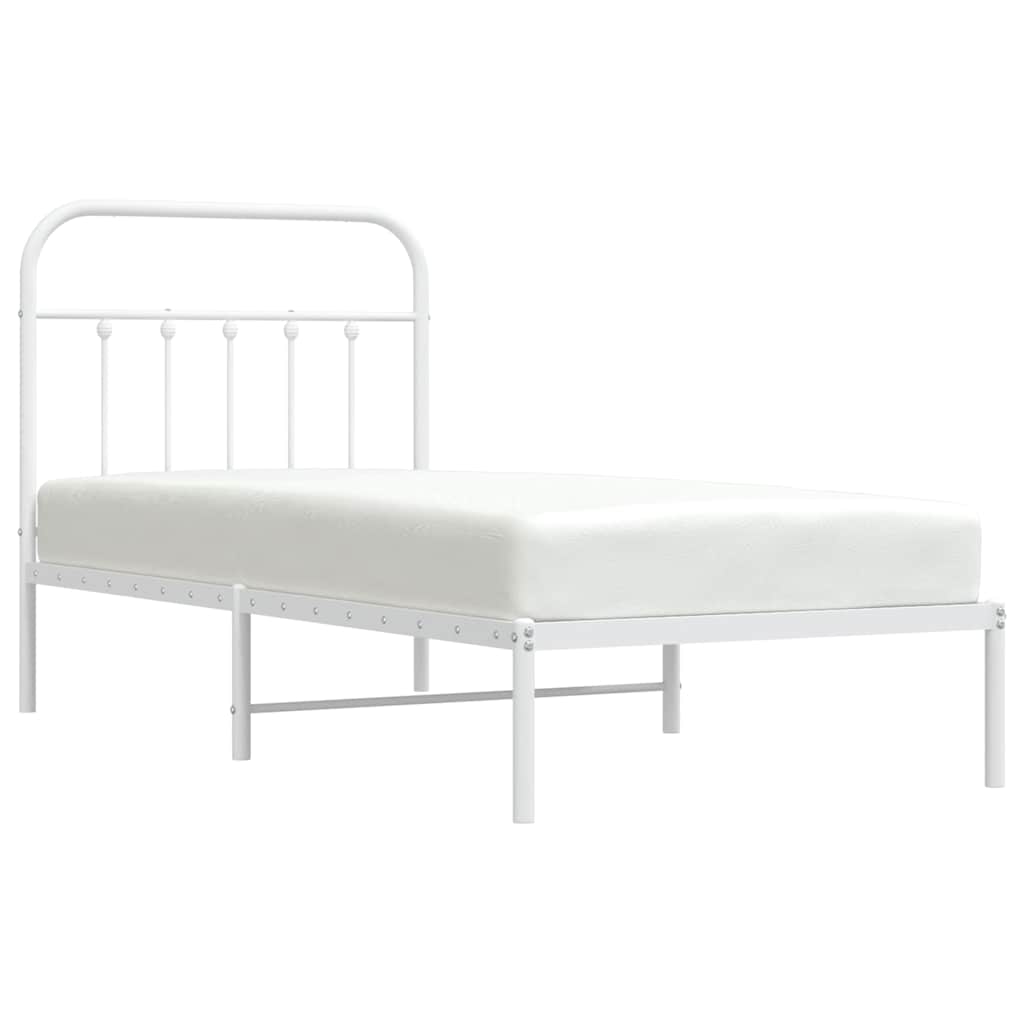 Metalni okvir za krevet s uzglavljem bijeli 90 x 190 cm