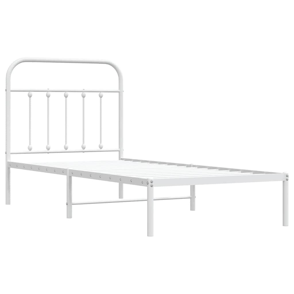 Metalni okvir za krevet s uzglavljem bijeli 90x200 cm