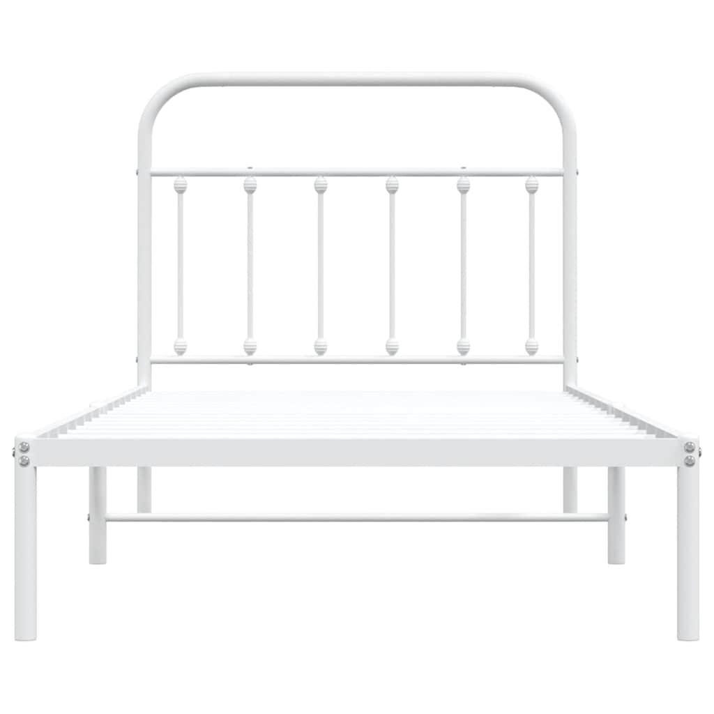Metalni okvir za krevet s uzglavljem bijeli 100x190 cm