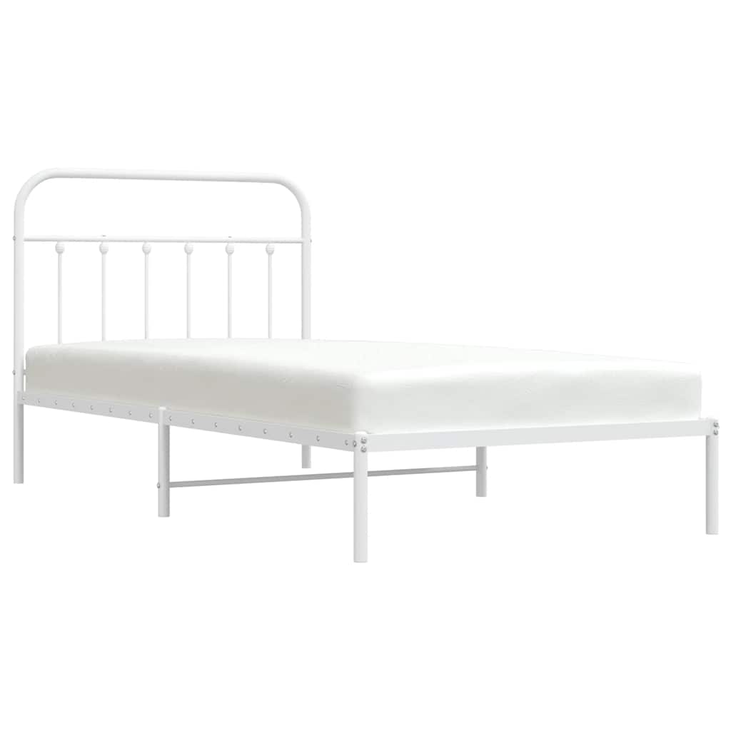 Metalni okvir za krevet s uzglavljem bijeli 100x200 cm