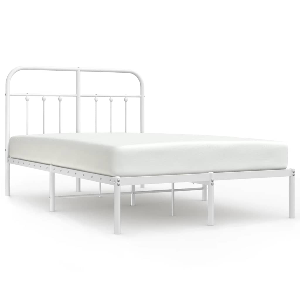 Metalni okvir za krevet s uzglavljem bijeli 120 x 190 cm