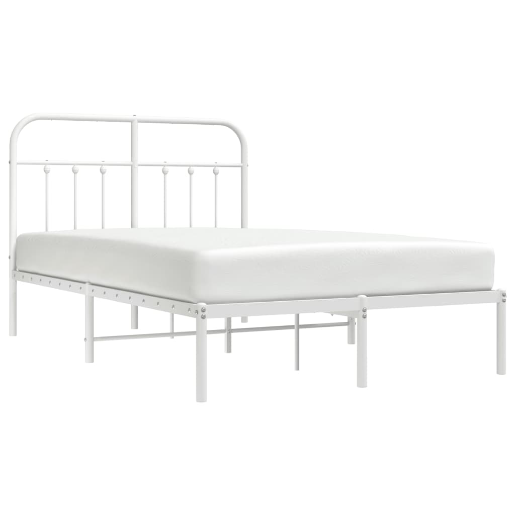 Metalni okvir za krevet s uzglavljem bijeli 120x200 cm