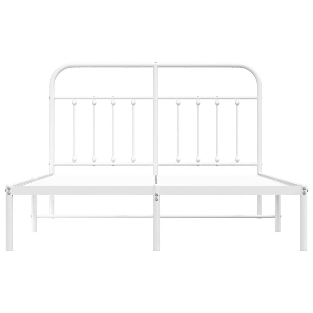 Metalni okvir za krevet s uzglavljem bijeli 135x190 cm
