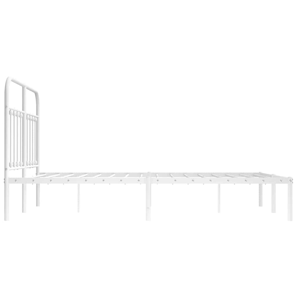 Metalni okvir za krevet s uzglavljem bijeli 135x190 cm