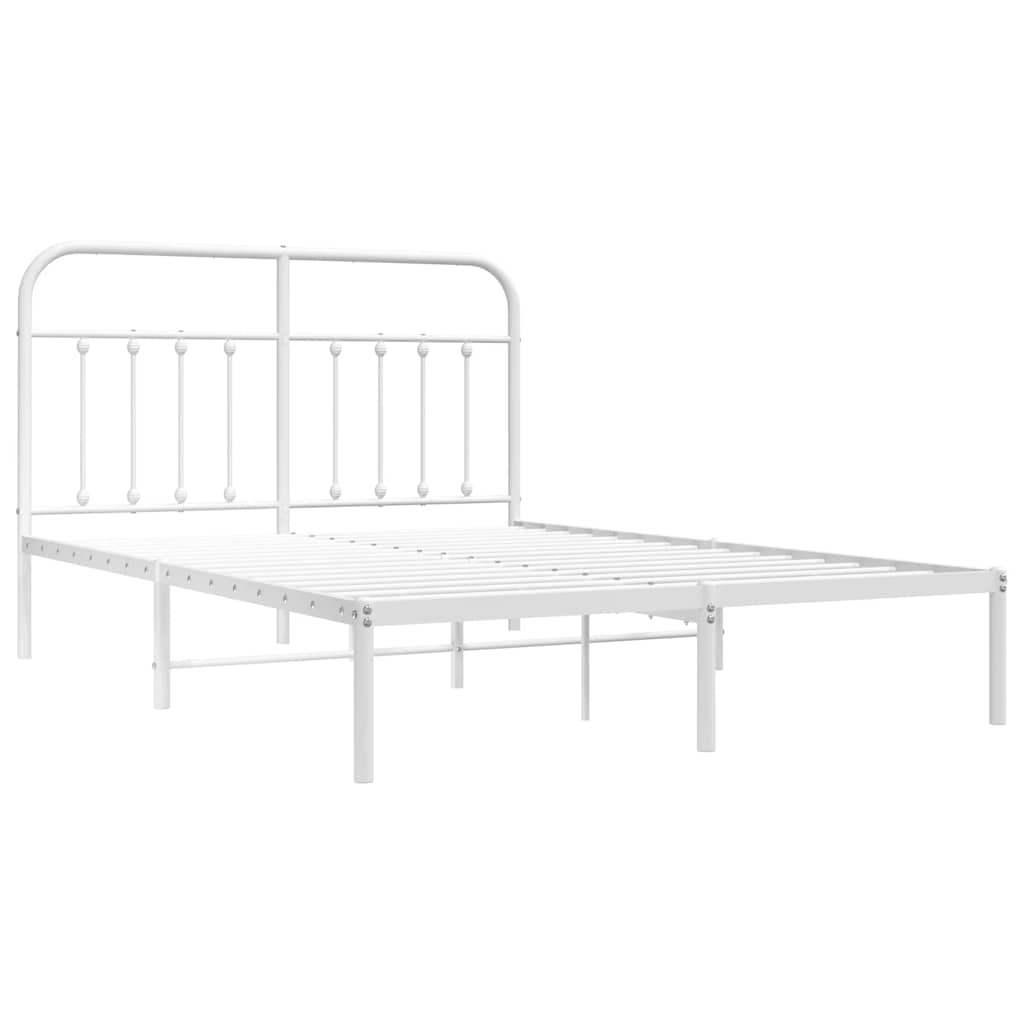 Metalni okvir za krevet s uzglavljem bijeli 140 x 200 cm