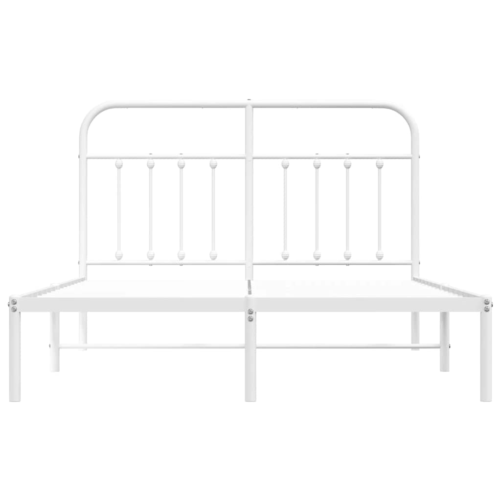 Metalni okvir za krevet s uzglavljem bijeli 150x200 cm