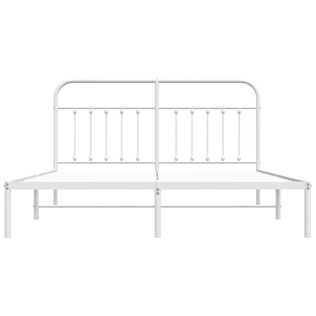 Metalni okvir za krevet s uzglavljem bijeli 160x200 cm