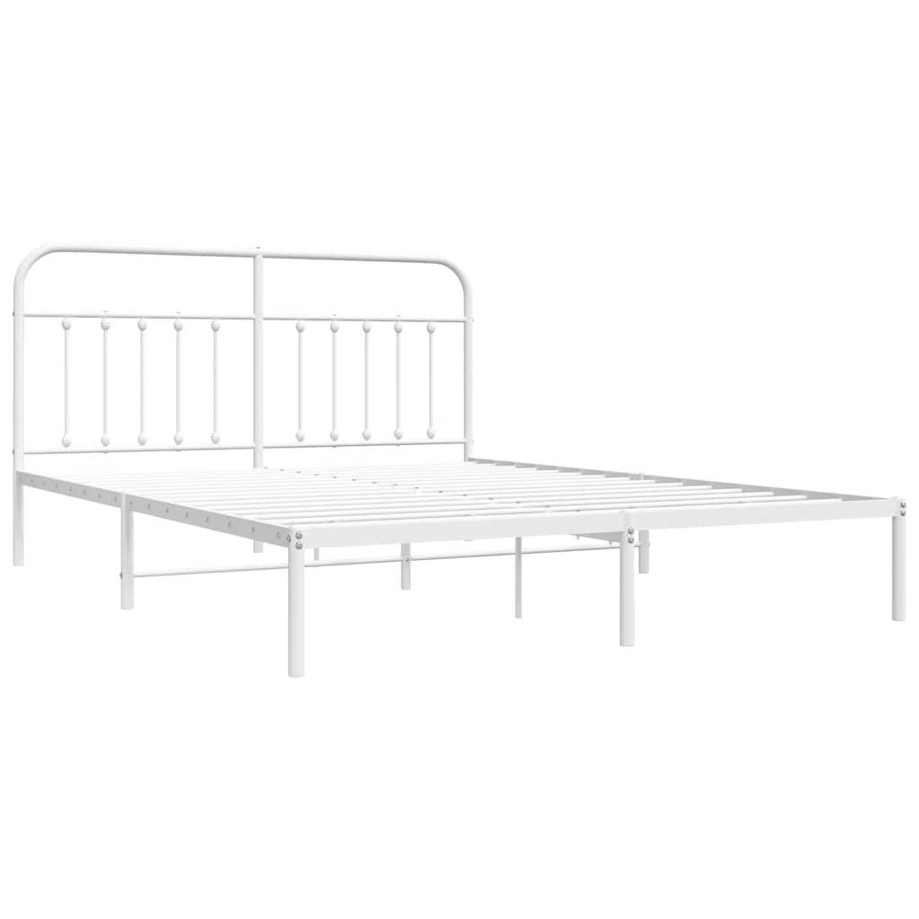Metalni okvir za krevet s uzglavljem bijeli 180x200 cm