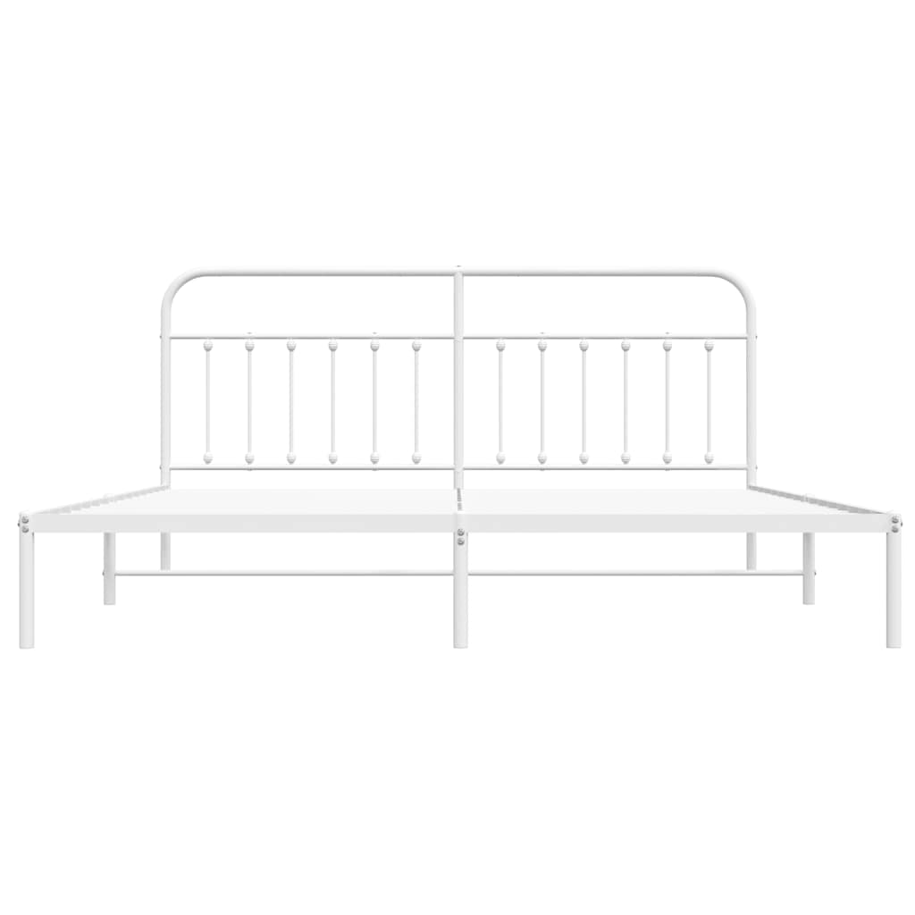 Metalni okvir za krevet s uzglavljem bijeli 200x200 cm