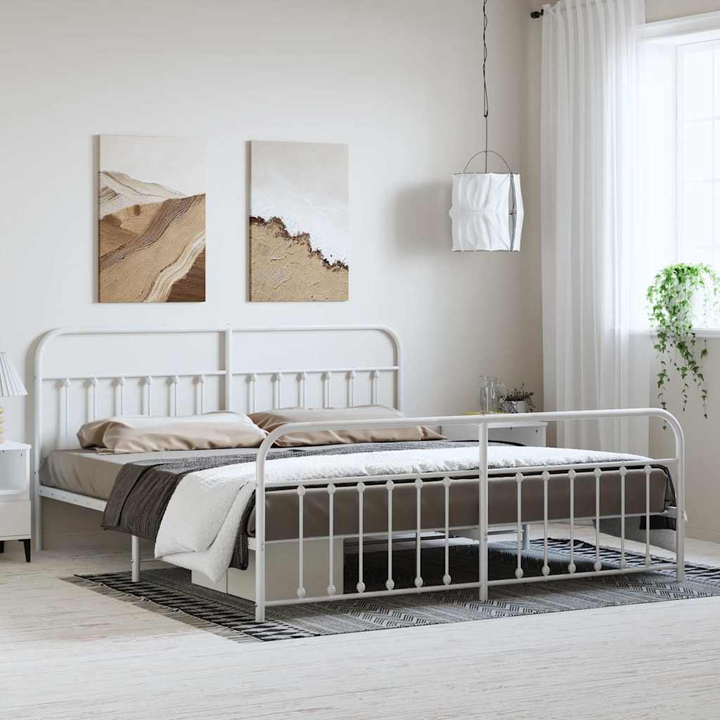 Metalni okvir kreveta uzglavlje i podnožje bijeli 193x203 cm